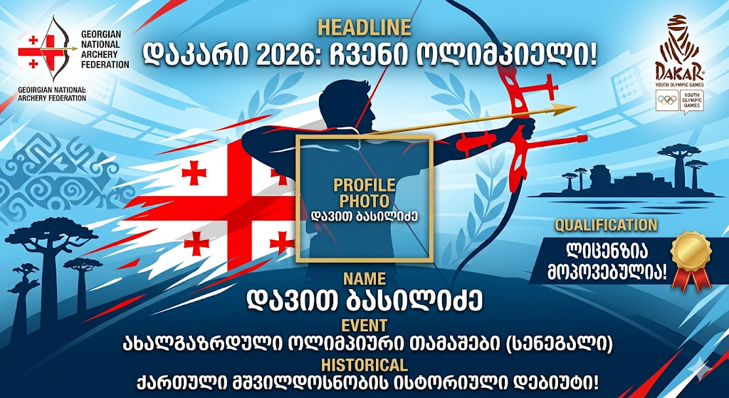 მნიშვნელოვანი მიღწევა: დავით ბასილიძე დაკარის 2026 წლის ახალგაზრდულ ოლიმპიურ თამაშებზე იასპარეზებს!